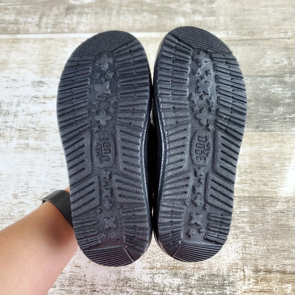 Hey Dude Wendy Funk Mono Sequin Kids Loafer Shoes Sz 13 C13 Black Round Toe